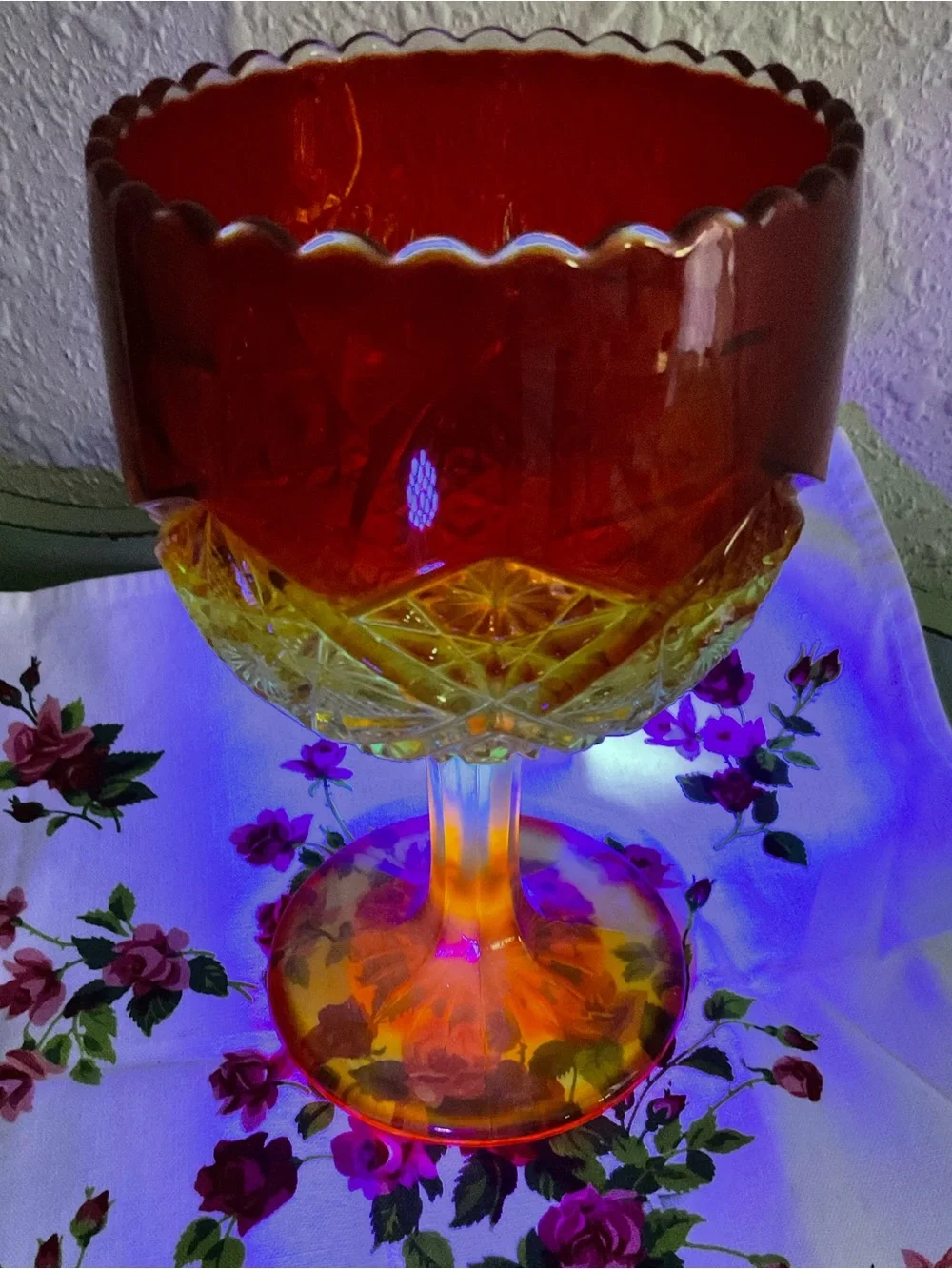 Vintage Amberina Depression Glass Pedestal Compote - Picture 7 of 11